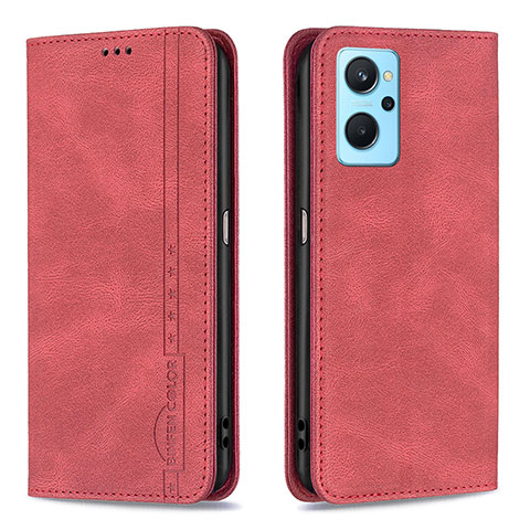 Handytasche Stand Schutzhülle Flip Leder Hülle B15F für Oppo A96 4G Rot