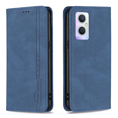 Handytasche Stand Schutzhülle Flip Leder Hülle B15F für Oppo F21s Pro 5G Blau