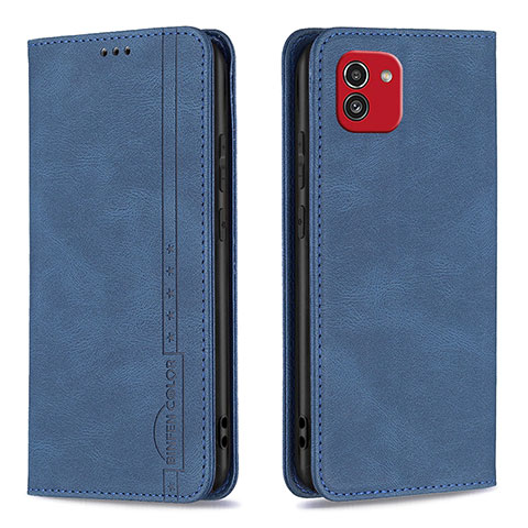 Handytasche Stand Schutzhülle Flip Leder Hülle B15F für Samsung Galaxy A03 Blau