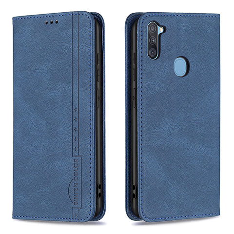 Handytasche Stand Schutzhülle Flip Leder Hülle B15F für Samsung Galaxy A11 Blau