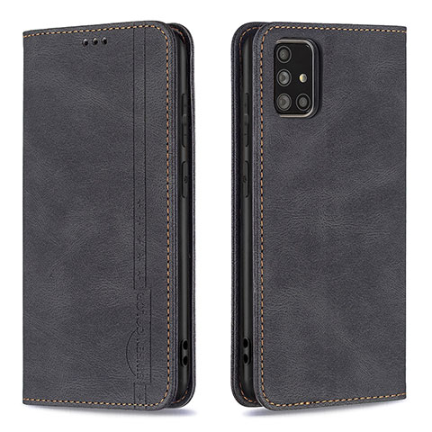 Handytasche Stand Schutzhülle Flip Leder Hülle B15F für Samsung Galaxy A71 4G A715 Schwarz