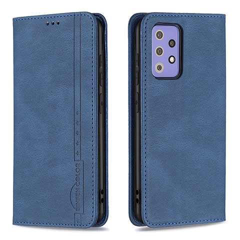 Handytasche Stand Schutzhülle Flip Leder Hülle B15F für Samsung Galaxy A72 5G Blau