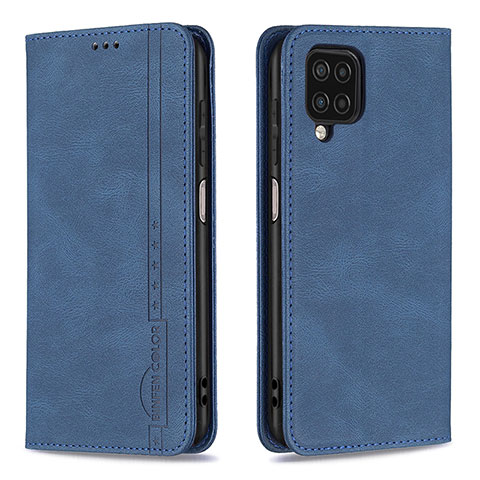 Handytasche Stand Schutzhülle Flip Leder Hülle B15F für Samsung Galaxy M12 Blau