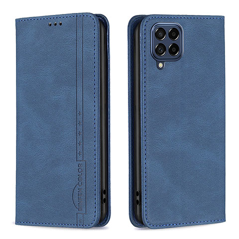 Handytasche Stand Schutzhülle Flip Leder Hülle B15F für Samsung Galaxy M53 5G Blau