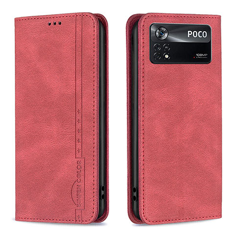 Handytasche Stand Schutzhülle Flip Leder Hülle B15F für Xiaomi Poco X4 Pro 5G Rot