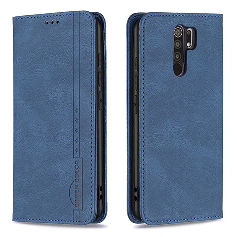 Handytasche Stand Schutzhülle Flip Leder Hülle B15F für Xiaomi Redmi 9 Blau