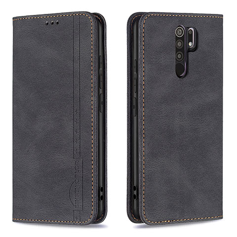 Handytasche Stand Schutzhülle Flip Leder Hülle B15F für Xiaomi Redmi 9 Prime India Schwarz