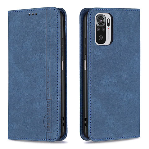 Handytasche Stand Schutzhülle Flip Leder Hülle B15F für Xiaomi Redmi Note 10 4G Blau