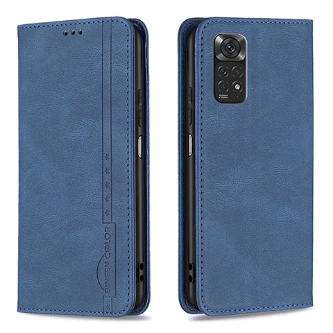 Handytasche Stand Schutzhülle Flip Leder Hülle B15F für Xiaomi Redmi Note 11 4G (2022) Blau