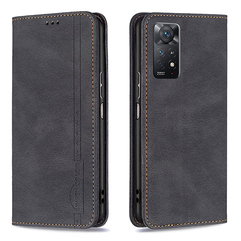 Handytasche Stand Schutzhülle Flip Leder Hülle B15F für Xiaomi Redmi Note 11 Pro 4G Schwarz