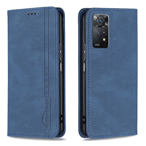 Handytasche Stand Schutzhülle Flip Leder Hülle B15F für Xiaomi Redmi Note 11 Pro 5G Blau