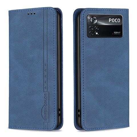 Handytasche Stand Schutzhülle Flip Leder Hülle B15F für Xiaomi Redmi Note 11E Pro 5G Blau