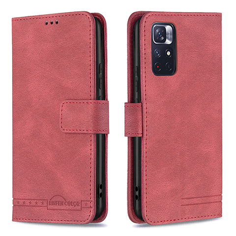 Handytasche Stand Schutzhülle Flip Leder Hülle B15F für Xiaomi Redmi Note 11T 5G Rot