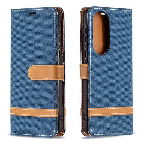 Handytasche Stand Schutzhülle Flip Leder Hülle B16F für Huawei P50 Pro Blau