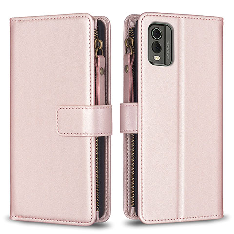 Handytasche Stand Schutzhülle Flip Leder Hülle B16F für Nokia C210 Rosegold