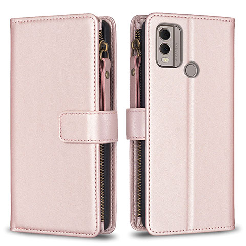 Handytasche Stand Schutzhülle Flip Leder Hülle B16F für Nokia C22 Rosegold