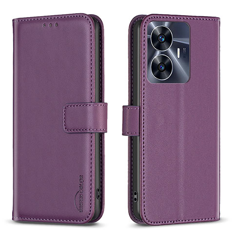 Handytasche Stand Schutzhülle Flip Leder Hülle B16F für Realme C55 Violett