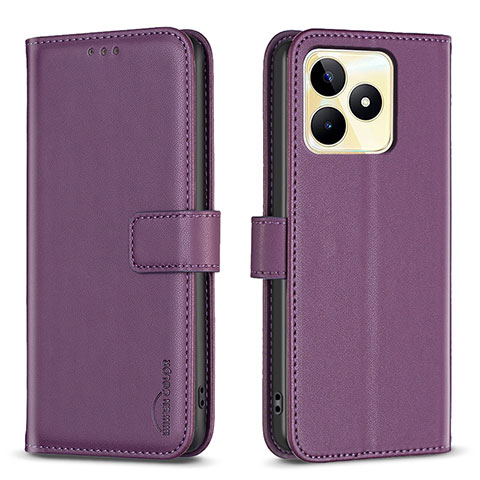 Handytasche Stand Schutzhülle Flip Leder Hülle B16F für Realme C67 Violett