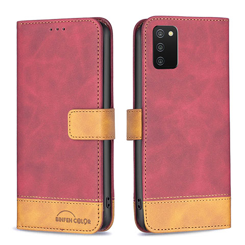 Handytasche Stand Schutzhülle Flip Leder Hülle B16F für Samsung Galaxy A03s Rot