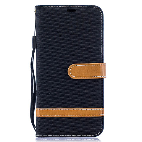 Handytasche Stand Schutzhülle Flip Leder Hülle B16F für Samsung Galaxy A10 Schwarz