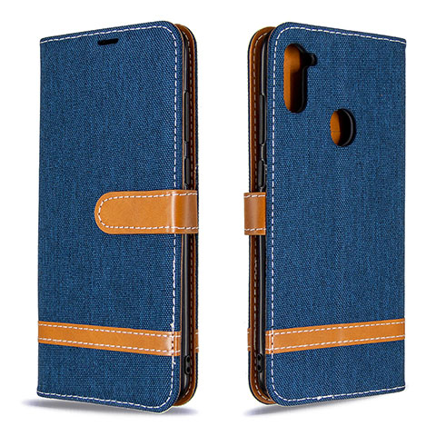 Handytasche Stand Schutzhülle Flip Leder Hülle B16F für Samsung Galaxy A11 Königs Blau