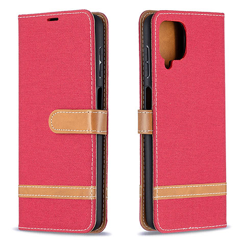 Handytasche Stand Schutzhülle Flip Leder Hülle B16F für Samsung Galaxy A12 5G Rot