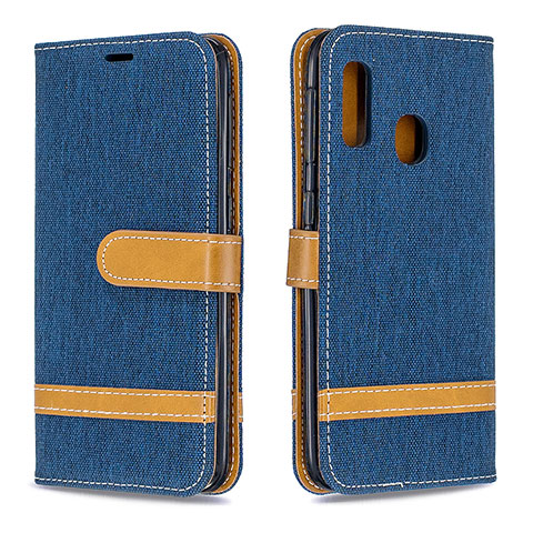 Handytasche Stand Schutzhülle Flip Leder Hülle B16F für Samsung Galaxy A20e Königs Blau