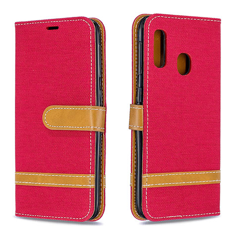 Handytasche Stand Schutzhülle Flip Leder Hülle B16F für Samsung Galaxy A20e Rot