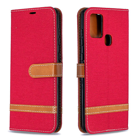 Handytasche Stand Schutzhülle Flip Leder Hülle B16F für Samsung Galaxy A21s Rot