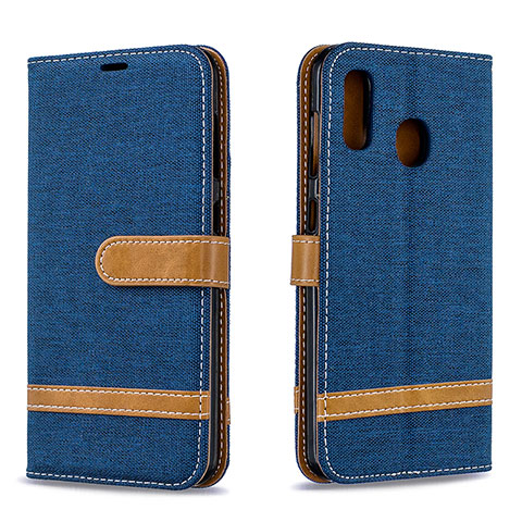 Handytasche Stand Schutzhülle Flip Leder Hülle B16F für Samsung Galaxy A30 Königs Blau