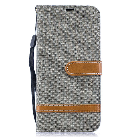 Handytasche Stand Schutzhülle Flip Leder Hülle B16F für Samsung Galaxy A50 Grau