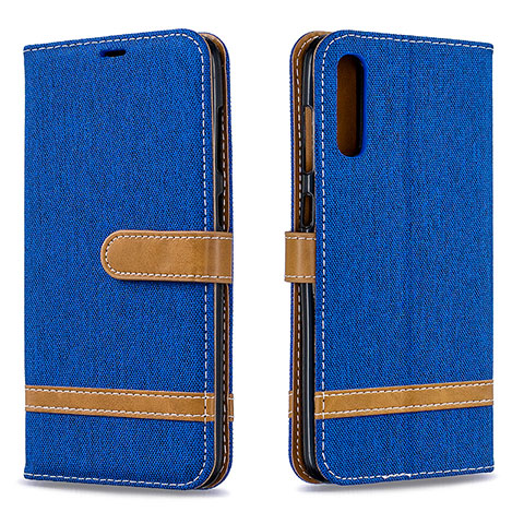 Handytasche Stand Schutzhülle Flip Leder Hülle B16F für Samsung Galaxy A70 Blau