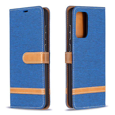 Handytasche Stand Schutzhülle Flip Leder Hülle B16F für Samsung Galaxy A72 5G Blau