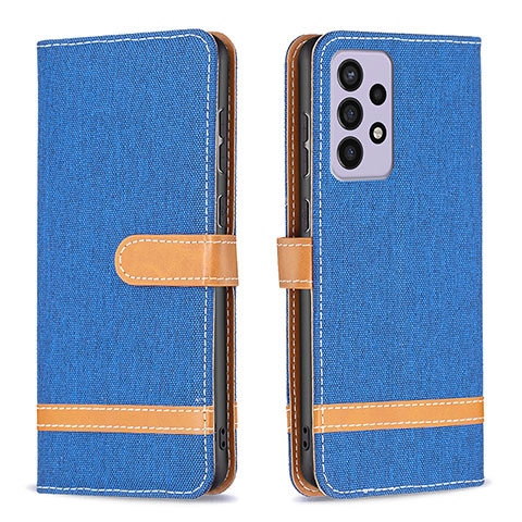 Handytasche Stand Schutzhülle Flip Leder Hülle B16F für Samsung Galaxy A73 5G Blau