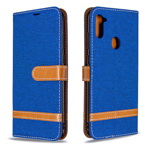 Handytasche Stand Schutzhülle Flip Leder Hülle B16F für Samsung Galaxy M11 Blau