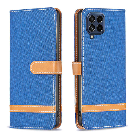 Handytasche Stand Schutzhülle Flip Leder Hülle B16F für Samsung Galaxy M53 5G Blau