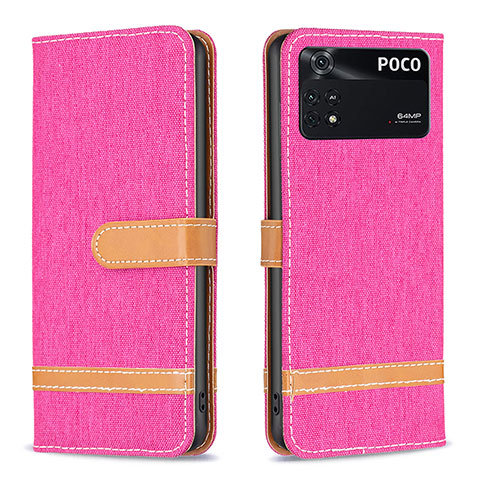 Handytasche Stand Schutzhülle Flip Leder Hülle B16F für Xiaomi Poco M4 Pro 4G Pink