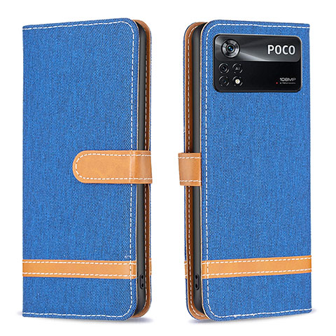 Handytasche Stand Schutzhülle Flip Leder Hülle B16F für Xiaomi Poco X4 Pro 5G Blau