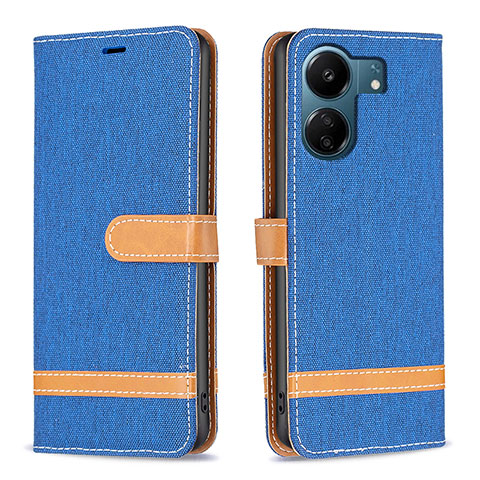 Handytasche Stand Schutzhülle Flip Leder Hülle B16F für Xiaomi Redmi 13C Blau