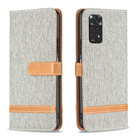 Handytasche Stand Schutzhülle Flip Leder Hülle B16F für Xiaomi Redmi Note 11 4G (2022) Grau