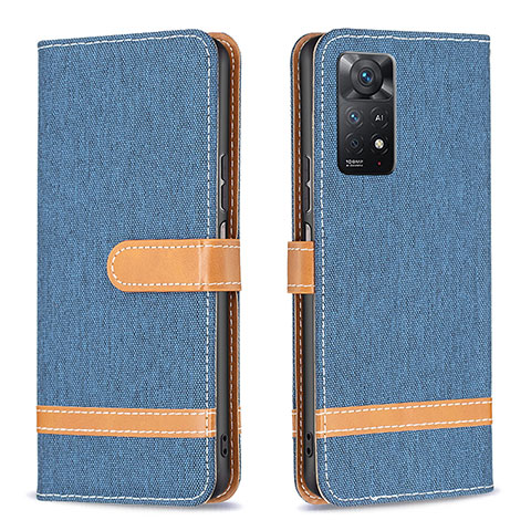 Handytasche Stand Schutzhülle Flip Leder Hülle B16F für Xiaomi Redmi Note 11 Pro 4G Königs Blau