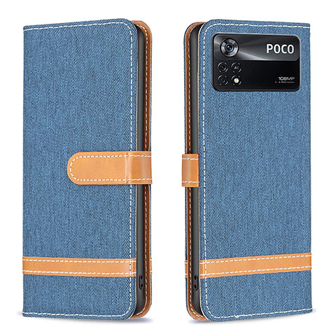 Handytasche Stand Schutzhülle Flip Leder Hülle B16F für Xiaomi Redmi Note 11E Pro 5G Königs Blau