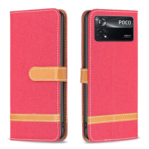 Handytasche Stand Schutzhülle Flip Leder Hülle B16F für Xiaomi Redmi Note 11E Pro 5G Rot