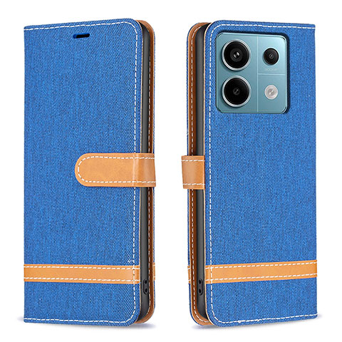 Handytasche Stand Schutzhülle Flip Leder Hülle B16F für Xiaomi Redmi Note 13 Pro 5G Blau