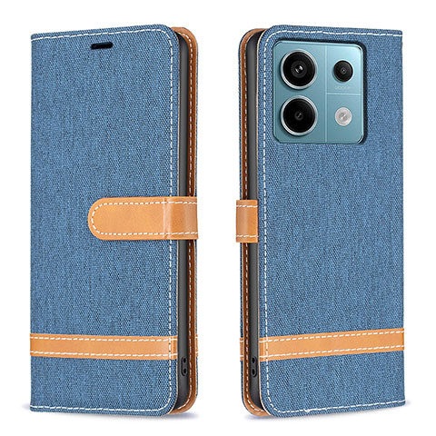 Handytasche Stand Schutzhülle Flip Leder Hülle B16F für Xiaomi Redmi Note 13 Pro 5G Hellblau