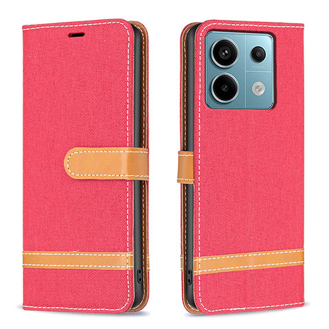 Handytasche Stand Schutzhülle Flip Leder Hülle B16F für Xiaomi Redmi Note 13 Pro 5G Rot