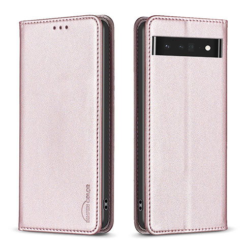 Handytasche Stand Schutzhülle Flip Leder Hülle B17F für Google Pixel 7 Pro 5G Rosegold