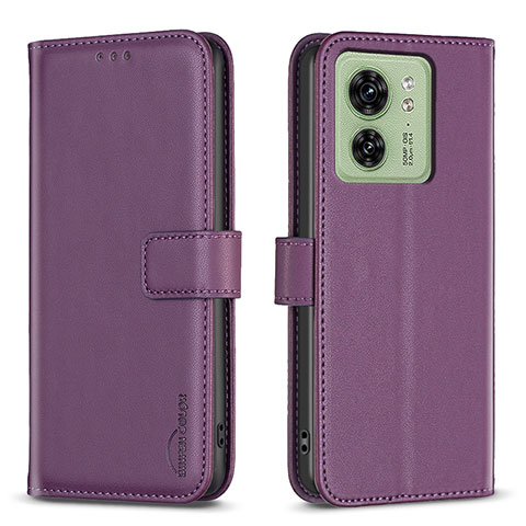 Handytasche Stand Schutzhülle Flip Leder Hülle B17F für Motorola Moto Edge 40 5G Violett