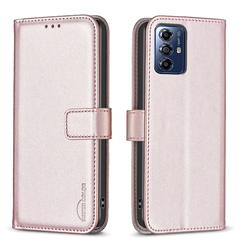 Handytasche Stand Schutzhülle Flip Leder Hülle B17F für Motorola Moto G Play (2023) Rosegold