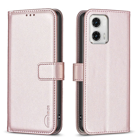 Handytasche Stand Schutzhülle Flip Leder Hülle B17F für Motorola Moto G73 5G Rosegold